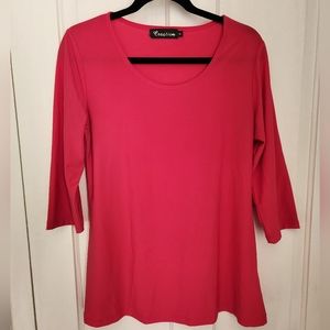 Hot Pink 3/4 Sleeve Tunic